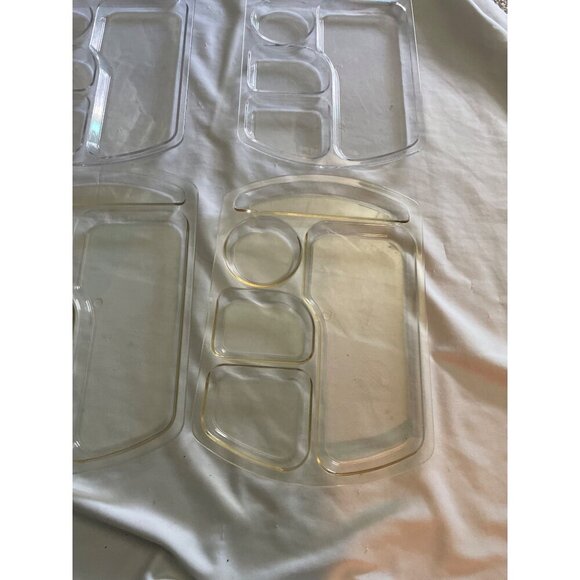 Set Of 6 Clear Plastic Divided Serving Trays For Parties Events & Everyday Use L - Picture 2 of 4